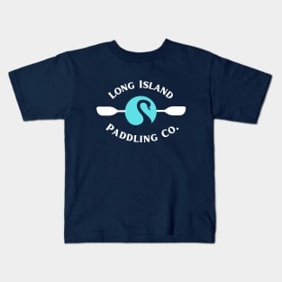 Long Island Paddling Co. White Lettering, Teal Circle with Swan Kids T-Shirt